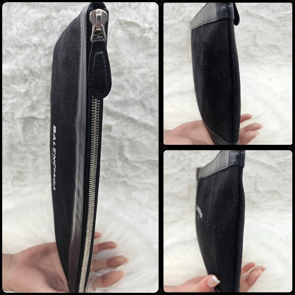 Balenciaga Black Canvas and Leather Medium Pouch - Picture 11 of 17